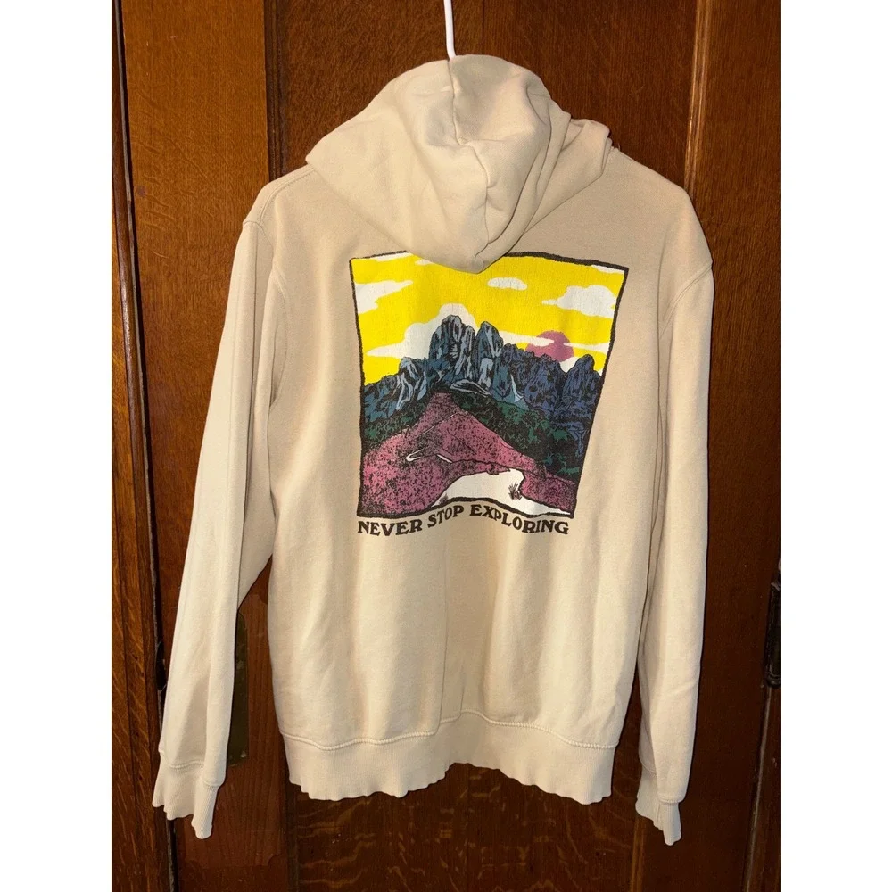 The North Face Mens Mountain Graphic Hoodie Sand Tan Medium Sustainable Outdoors
